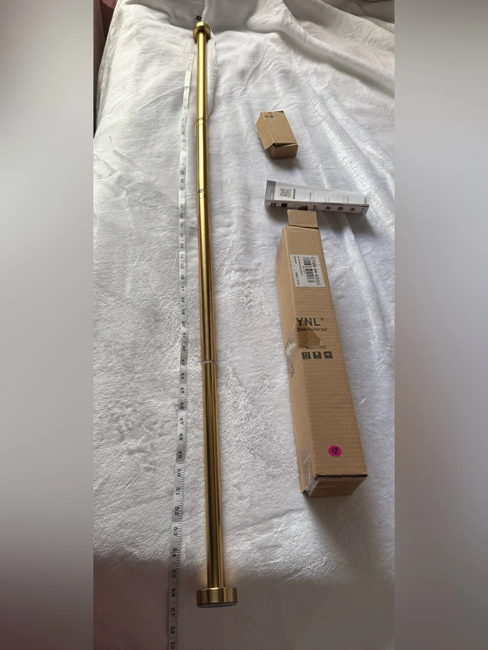 YNL Gold Telescoping Shower Curtain Rod with Modern Finish 34 x 52, new open box